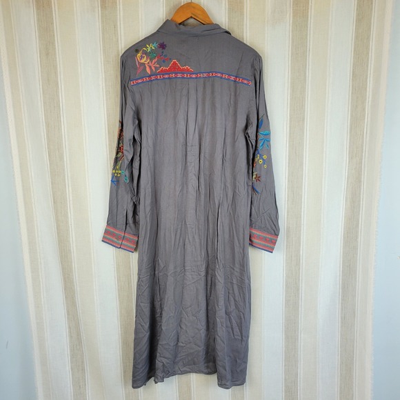 NEW Avani‎ Del Amour Long Sleeve Maxi Dress Gray Size Small Embroidered - Picture 9 of 9